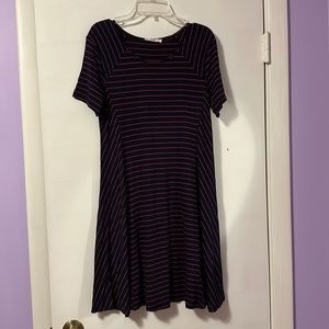 Navy and red striped swing dress